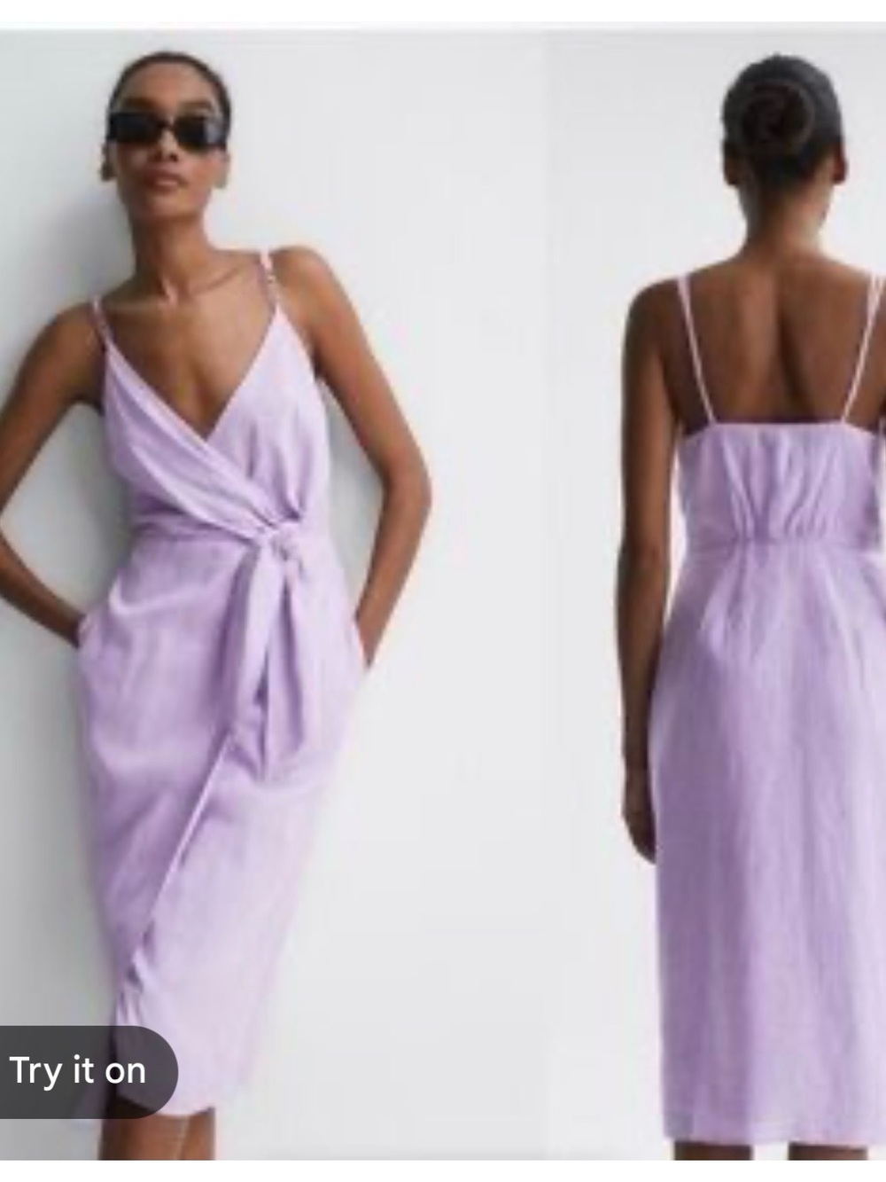Reiss Lilac Wrap-Style V-Neck Dress
